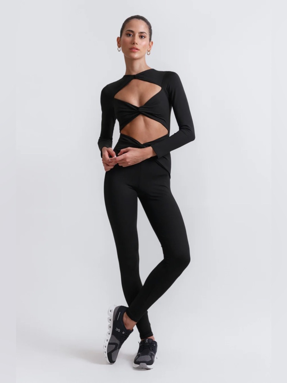 Port De Bras Lauren Long Sleeve Cutout JumpSuit in Black M